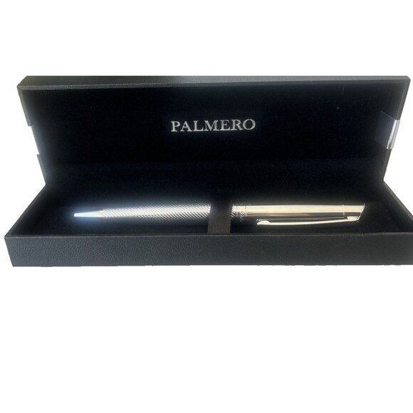 Palmero Ariosto Ballpoint Pen Fine Point 1 mm Silver Color New In Gift Box - Picture 4 of 9